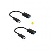 Переходник OTG USB 2.0 AF to USB-C 0.11m 2PCS black XoKo (XK-AC230-BK2)