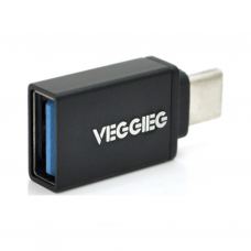 Переходник USB 3.0 AF to USB-C M OTG black VEGGIEG (OT-B)