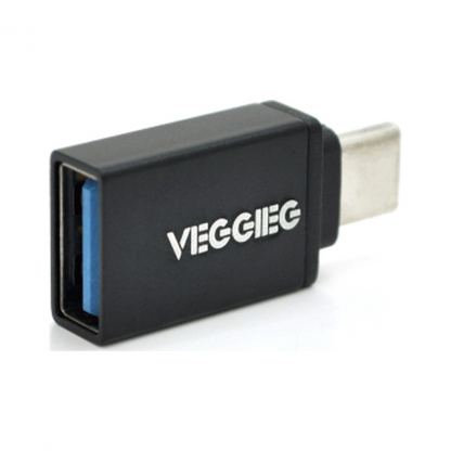 Переходник USB 3.0 AF to USB-C M OTG black VEGGIEG (OT-B)