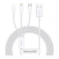 Дата кабель USB 2.0 AM to Lightning + Micro 5P + USB-C 1.5m 3.5A white Baseus (CAMLTYS-02)