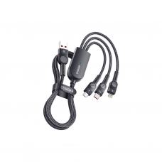 Дата кабель USB 2.0 AM to Lightning + Micro 5P + Type-C 1.2m 66W black Essager (EXCMTL-XJ01)