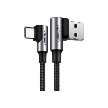 Дата кабель USB 2.0 AM to USB-C 0.5m 3A 90° corner US176 black UGREEN (20855)