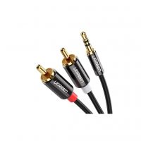 Кабель мультимедийный 3.5mm M to 2xRCA M 1.0m AV116 black UGREEN (10749)