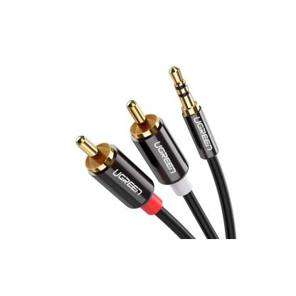 Кабель мультимедийный 3.5mm M to 2xRCA M 1.0m AV116 black UGREEN (10749)