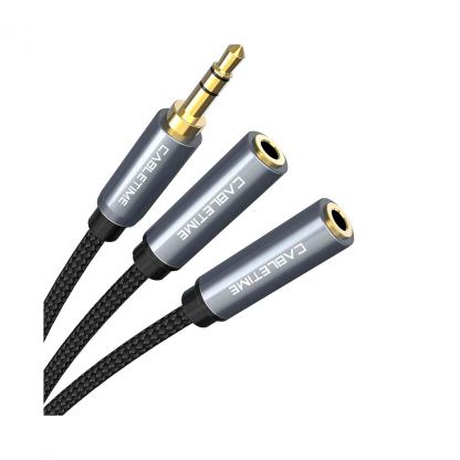 Кабель мультимедійний 3.5mm M to 2x3.5mm F 0.2m Cabletime (CA915248)