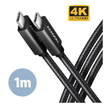 Дата кабель USB-C to USB-C 1.0m USB 3.2 Gen 2 PD 100W 5A 4K black AXAGON (BUCM32-CM10AB)