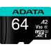 Карта пам'яті ADATA 64GB microSD class 10 UHS-I U3 V30 A2 Premier Pro SD 6.0 (AUSDX64GUI3V30SA2-RA1)