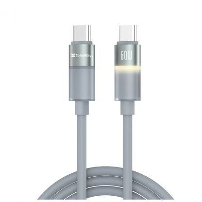 Дата кабель USB-C to USB-C 1.0m 3A 60W warm light gray ColorWay (CW-CBPDCC092-GR)