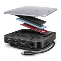 Порт-репликатор AXAGON USB 3.2 Gen 2 (3.1 Gen 2) Type-C 9in1 hub, 10 Gbps. grey (HMC-UFO)