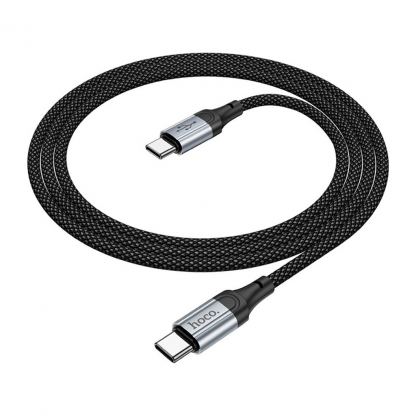 Дата кабель USB-C to USB-C 1.0m 3A nylon X102 black HOCO (6942007608787)