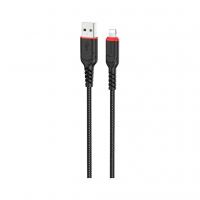 Дата кабель USB 2.0 AM to Lightning 1.0m 2.4A nylon X59 black HOCO (6931474744869)