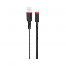 Дата кабель USB 2.0 AM to Lightning 1.0m 2.4A nylon X59 black HOCO (6931474744869)