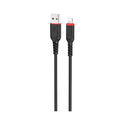 Дата кабель USB 2.0 AM to Lightning 1.0m 2.4A nylon X59 black HOCO (6931474744869)