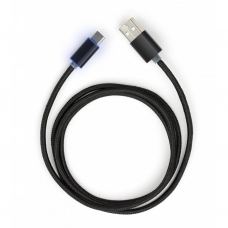 Дата кабель USB 2.0 AM to Type-C 1m LED black Vinga (VCPDCTCLED1BK)