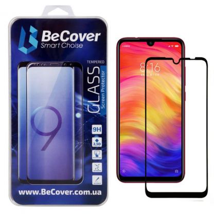 Стекло защитное BeCover Full Glue & Cover Xiaomi Redmi Note 7 Black (703190)