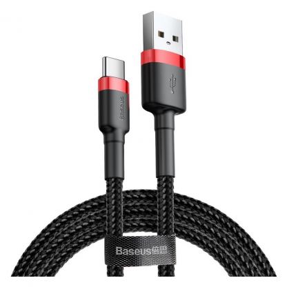 Дата кабель USB 2.0 AM to USB-C 3.0m 3A red-black Baseus (CATKLF-U91)