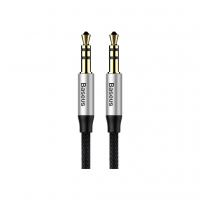 Кабель мультимедийный Jack 3.5mm Yiven M30 M/M 1.5m silver-black Baseus (CAM30-CS1)