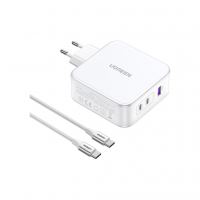 Зарядний пристрій Ugreen 3xUSB 140W GaN (2хUSB-C+USB-A) CD289 with C to C Cable 1.5 м White (15339)