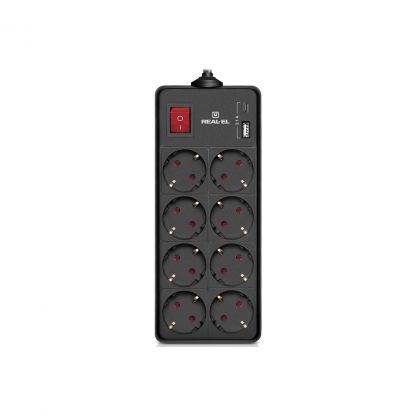 Сетевой фильтр питания REAL-EL RS-PROTECT 805 3m, black (EL122300043)