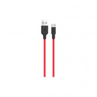 Дата кабель USB 2.0 AM to USB-C 1.0m 2A silicone X21 black+red HOCO (6957531071419)