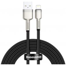 Дата кабель USB 2.0 AM to Lightning 2.0m 2.4A metal black Baseus (CALJK-B01)