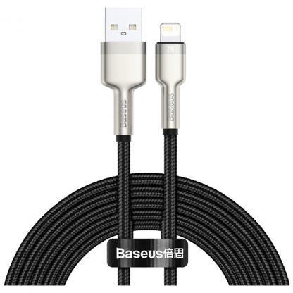 Дата кабель USB 2.0 AM to Lightning 2.0m 2.4A metal black Baseus (CALJK-B01)