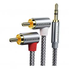 Кабель мультимедийный 3.5mm M to 2xRCA M 3.0m 90° corner Essager (EYPWT-MYC0G-P)