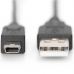 Дата кабель USB 2.0 AM to Mini 5P 3.0m black Digitus (AK-300130-030-S)