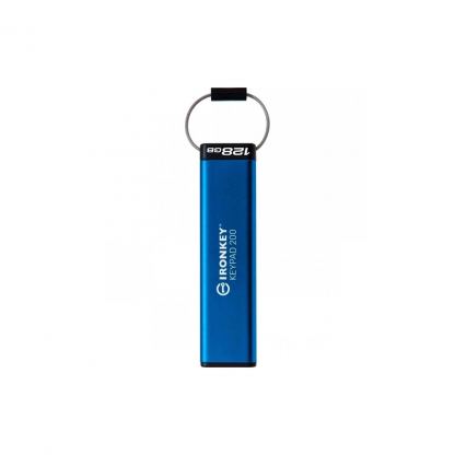 USB флеш накопичувач Kingston 128GB IronKey Keypad 200 Type-C Encrypted Blue USB 3.2 (IKKP200C/128GB)