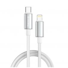Дата кабель USB-C to Lightning 2.0m PD30W zinc alloy braided white ColorWay (CW-CBPDCL099-WT)