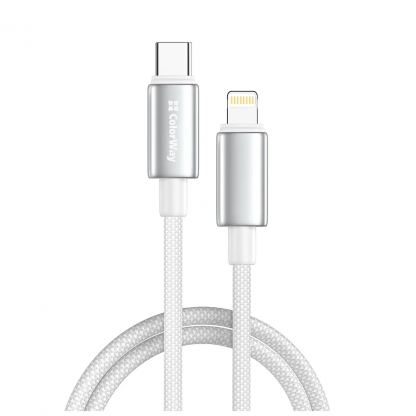 Дата кабель USB-C to Lightning 2.0m PD30W zinc alloy braided white ColorWay (CW-CBPDCL099-WT)